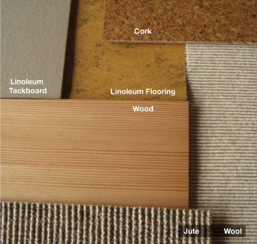 Photograph of Cork, Linoleum, Jute, Wool and Wood